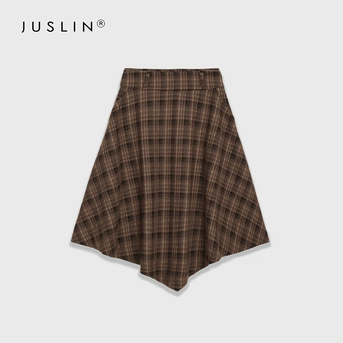 Asymmetrical Plaid A-Line Skirt