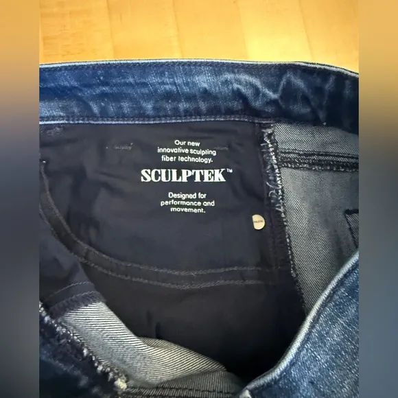 ATHLETA Sculptek👖Skinny Jeans Dark Blue Denim Wash size 14 *EUC*