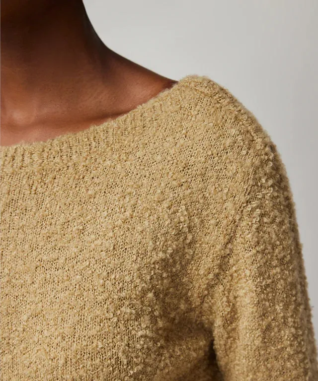 ATM Wool Blend Boucle Long Sleeve Low Back Sweater - Soft Fawn