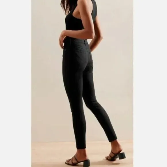 Banana Republic Black High-Rise Skinny Fade-Resistant Jeans Size 0/25 RAW HEM