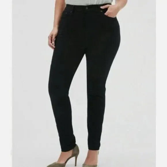Banana Republic Black High-Rise Skinny Fade-Resistant Jeans Size 0/25 RAW HEM