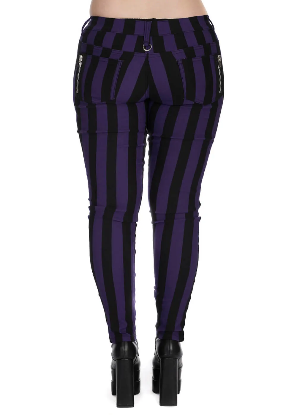 Banned Alternative Forever Striped Trousers Violet Black
