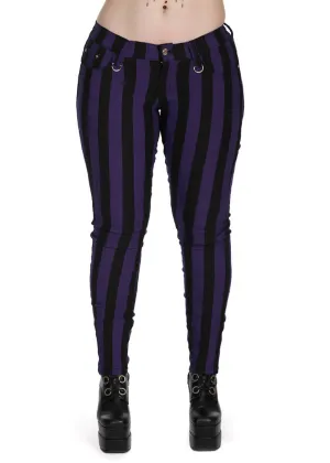 Banned Alternative Forever Striped Trousers Violet Black
