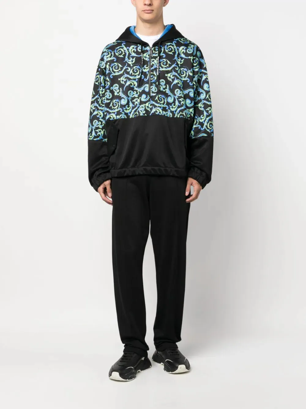 Baroque-Pattern Hooded Jacket