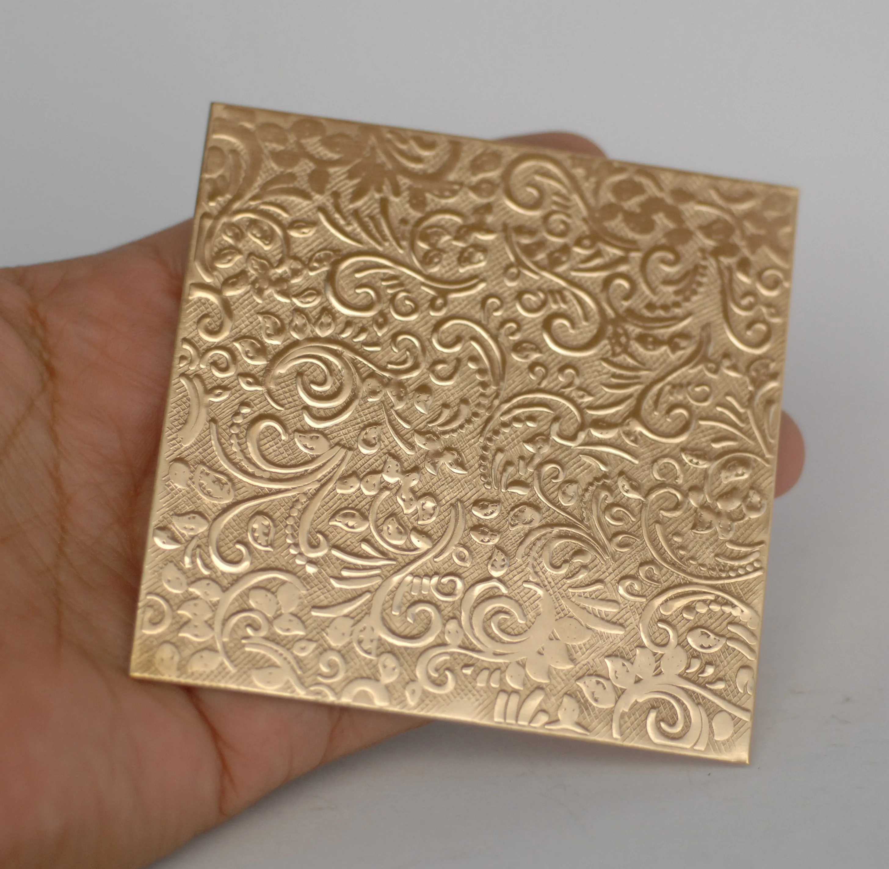 Batik vines textured metal sheet - 3 inch x 3 inch