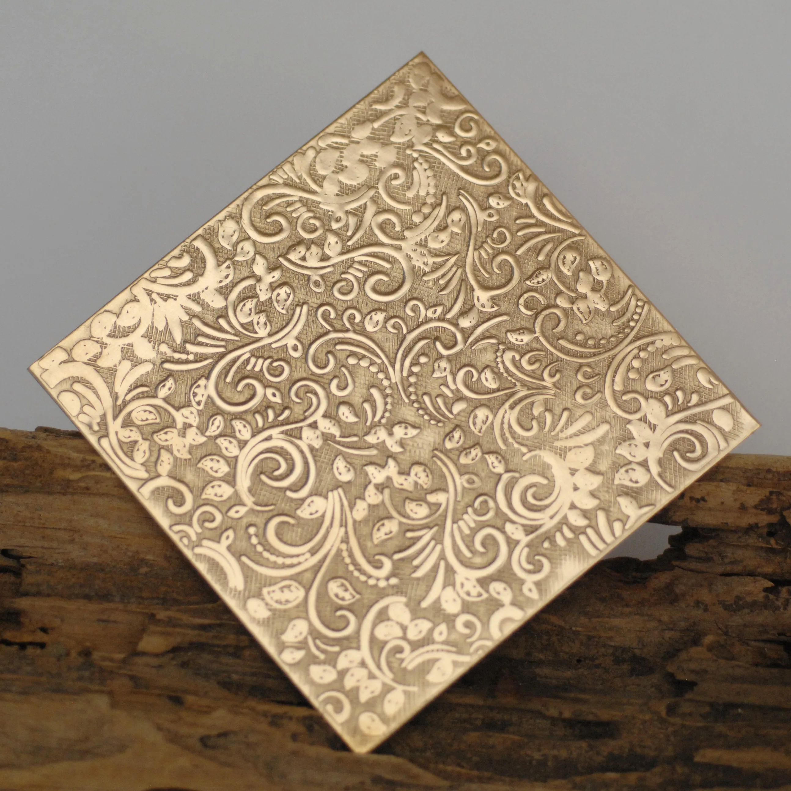 Batik vines textured metal sheet - 3 inch x 3 inch