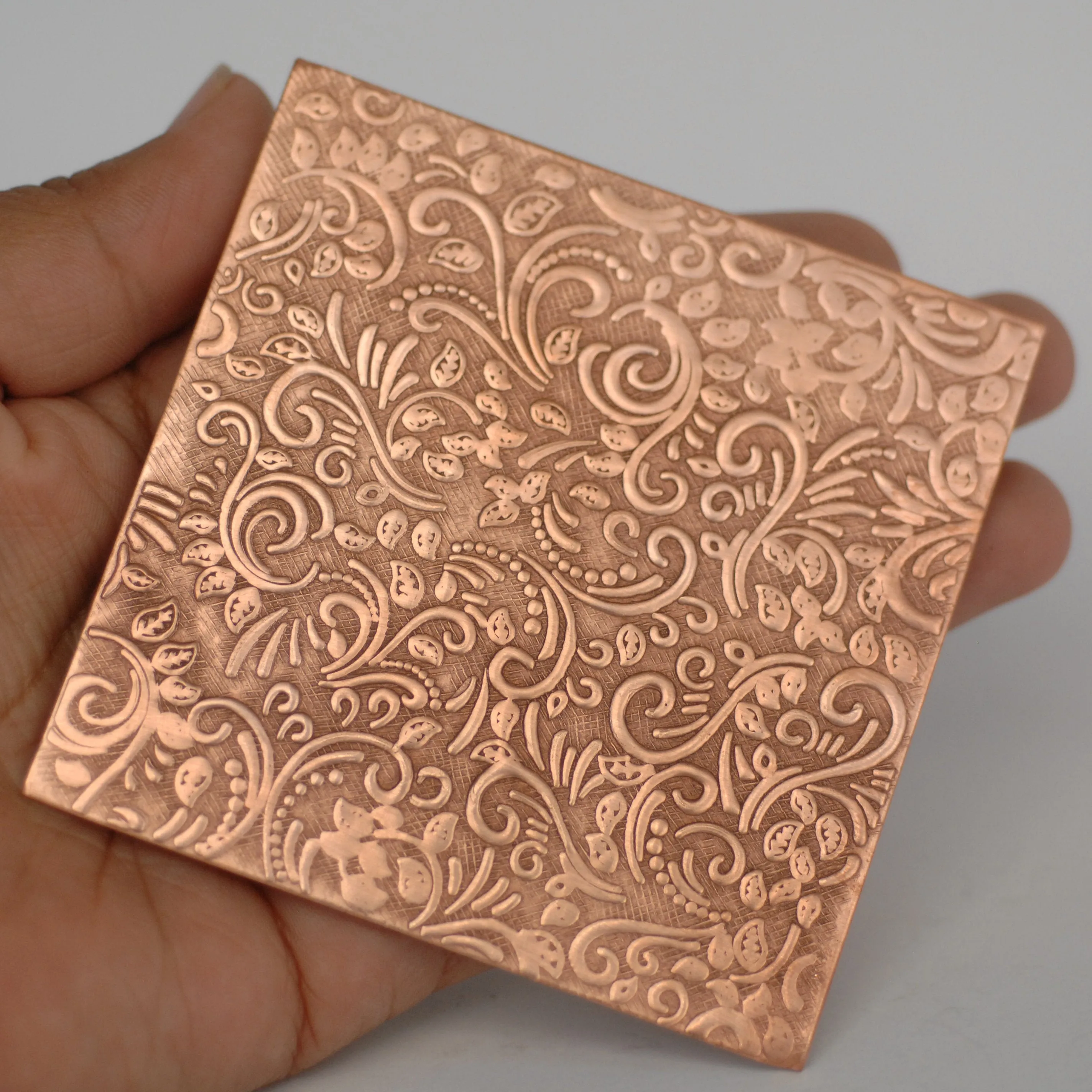 Batik vines textured metal sheet - 3 inch x 3 inch