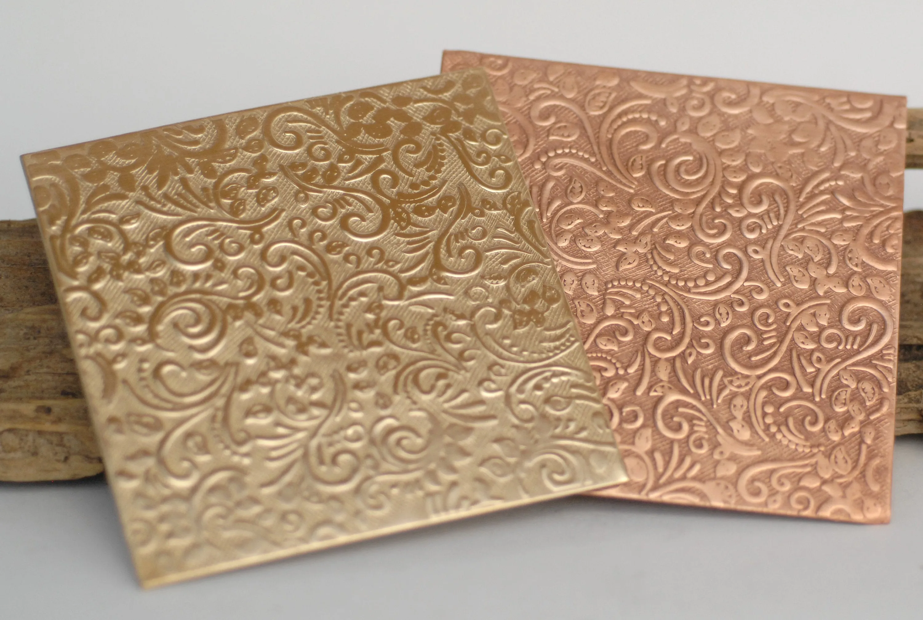 Batik vines textured metal sheet - 3 inch x 3 inch