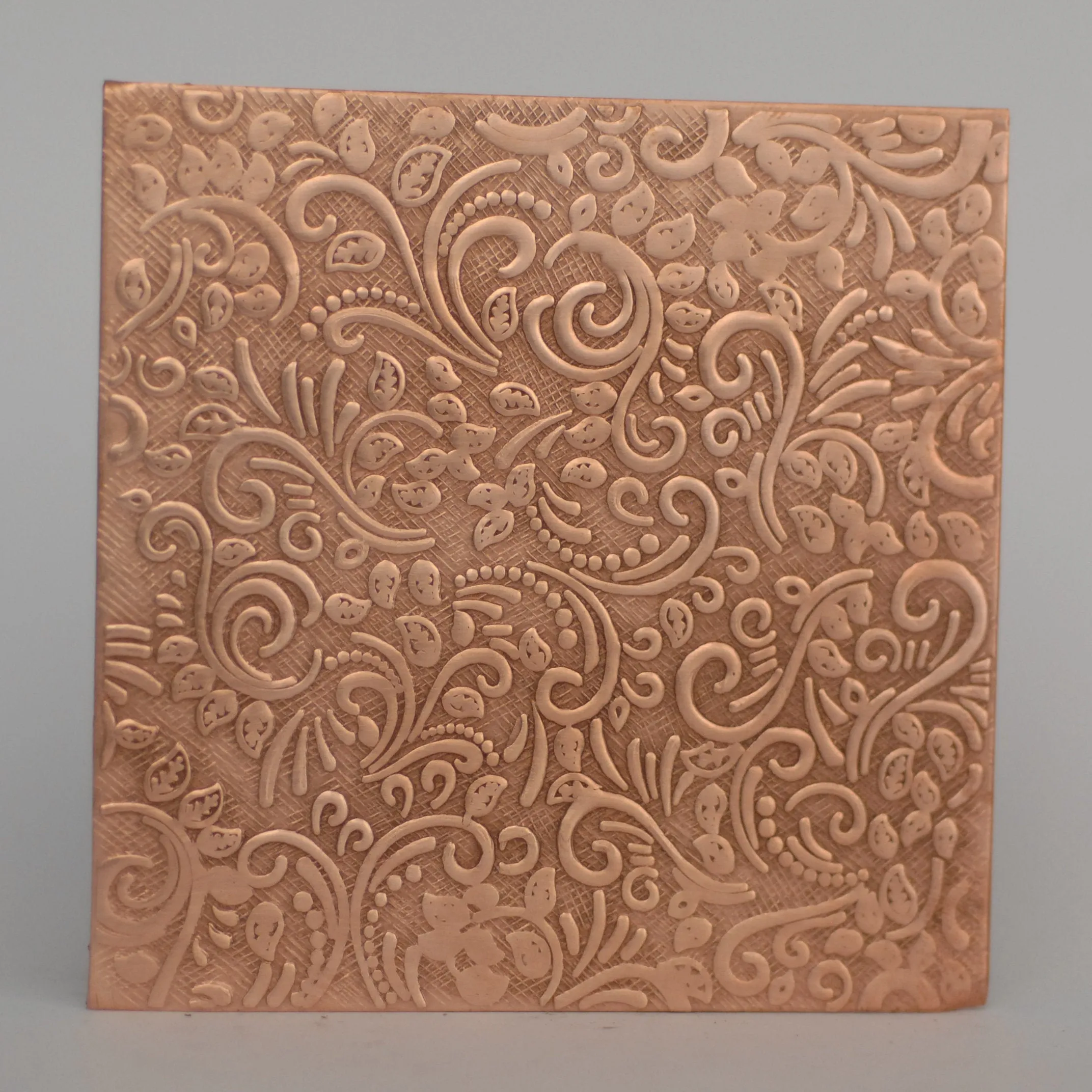 Batik vines textured metal sheet - 3 inch x 3 inch