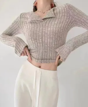 Beige Flat Knit Top