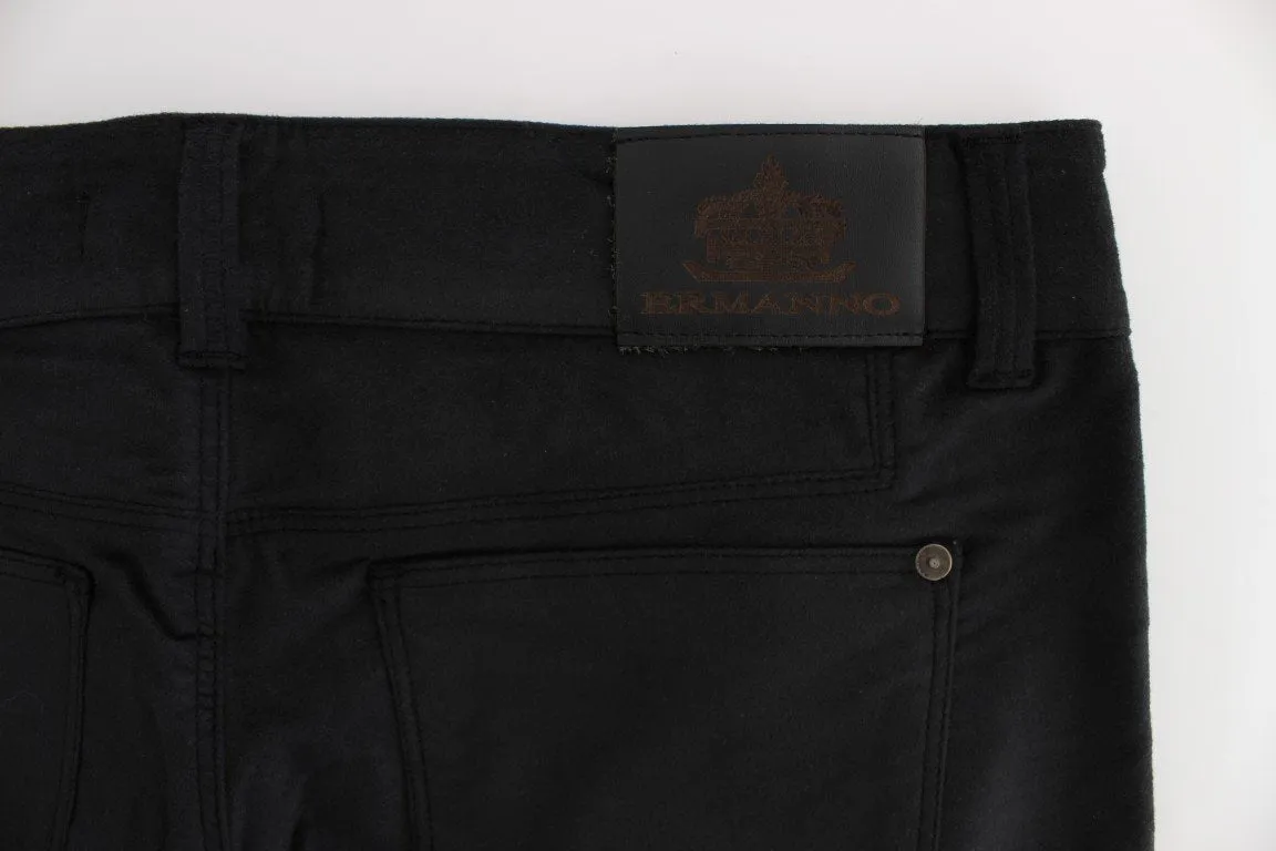 Black Cotton Blend Regular Fit Pants