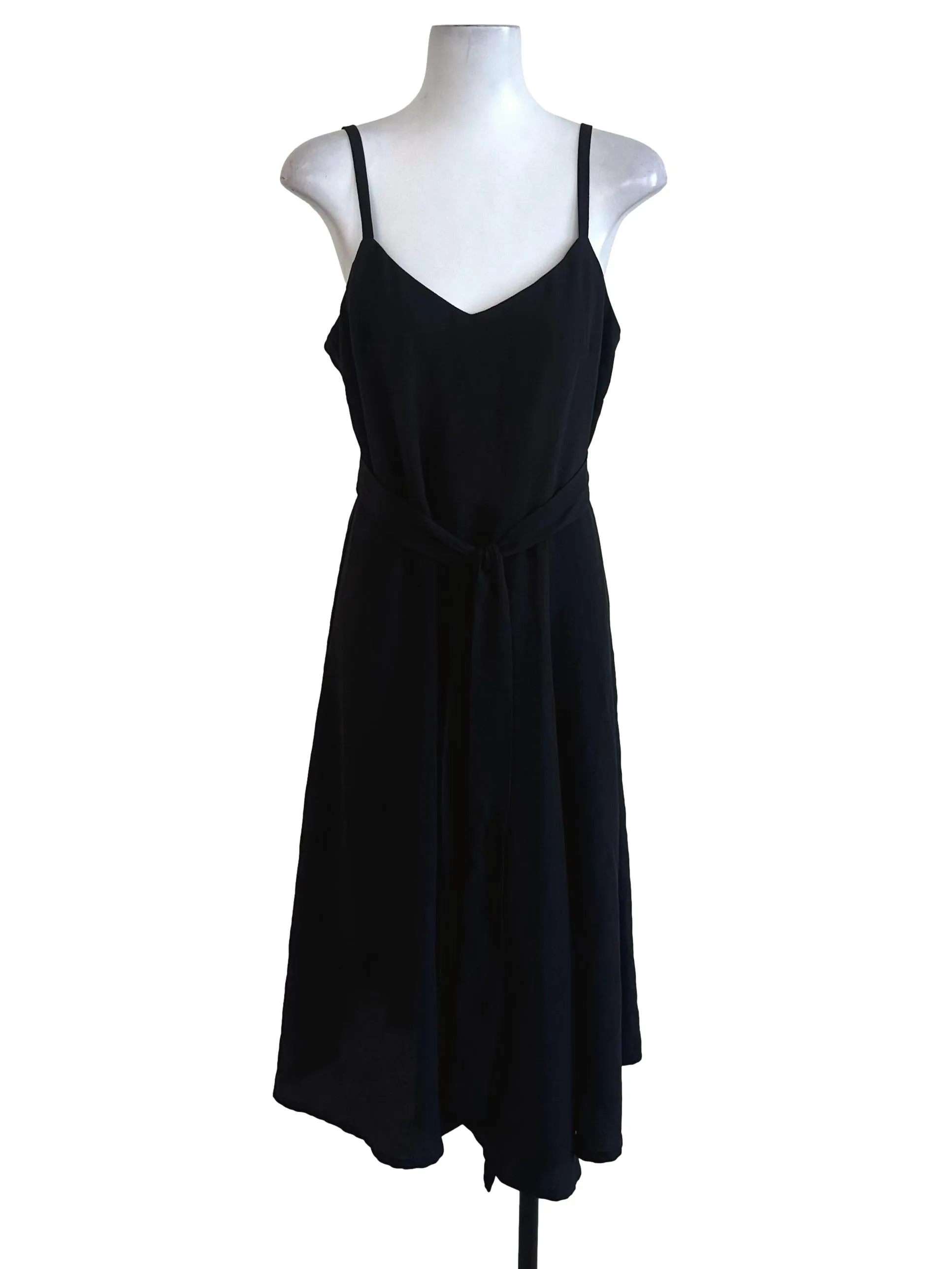 Black Plain Textured Dress