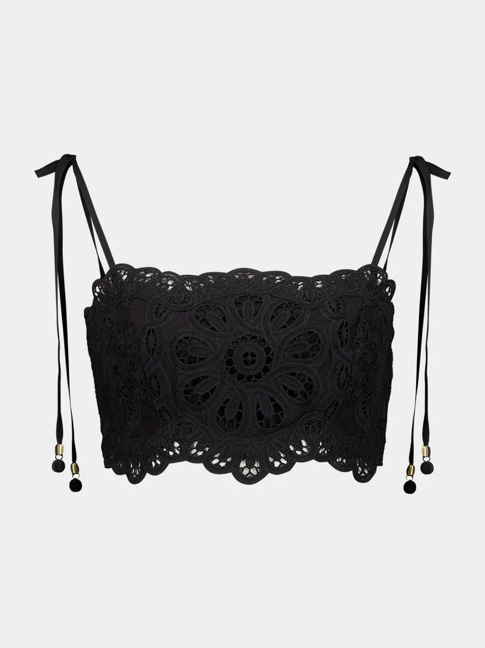 Black 	Rhiannon Embroidered Cropped Bodice