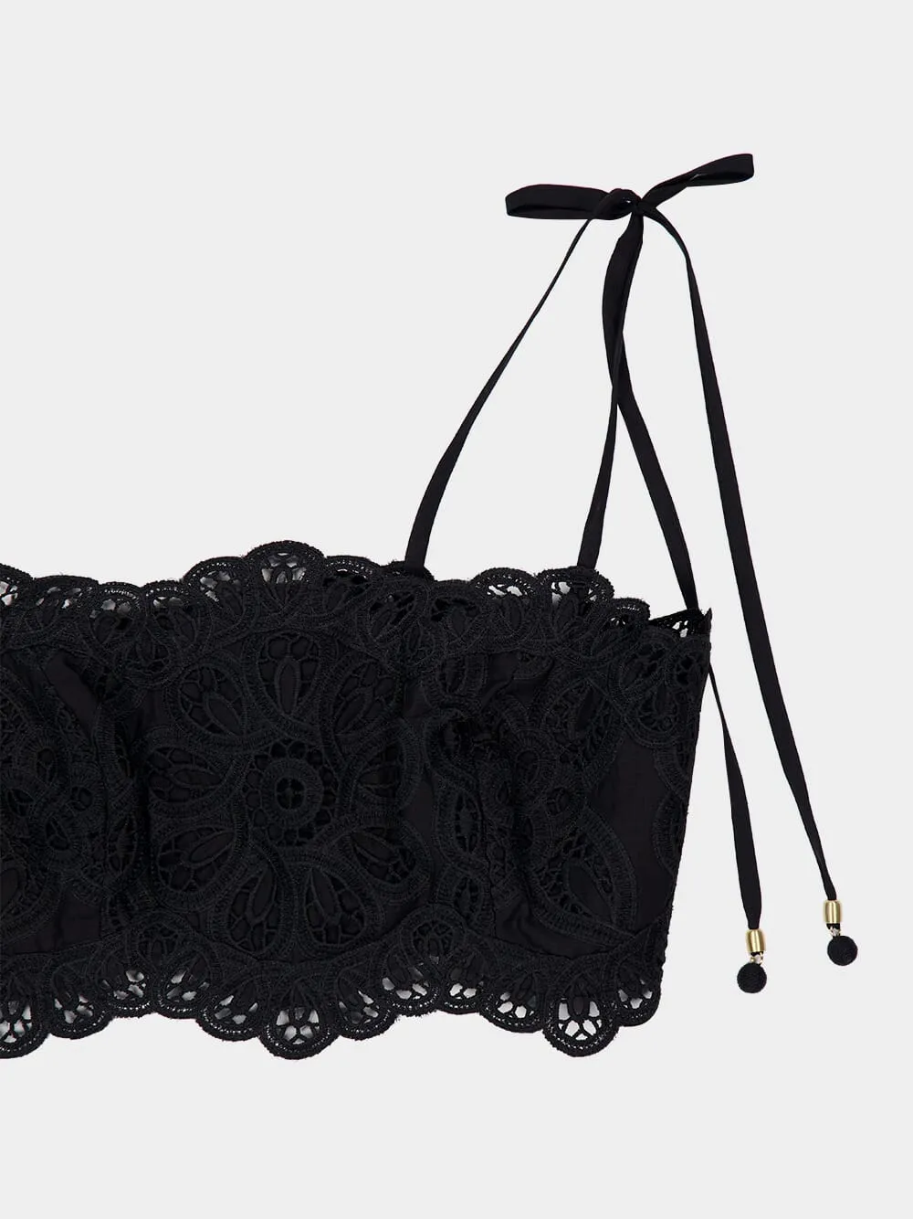 Black 	Rhiannon Embroidered Cropped Bodice