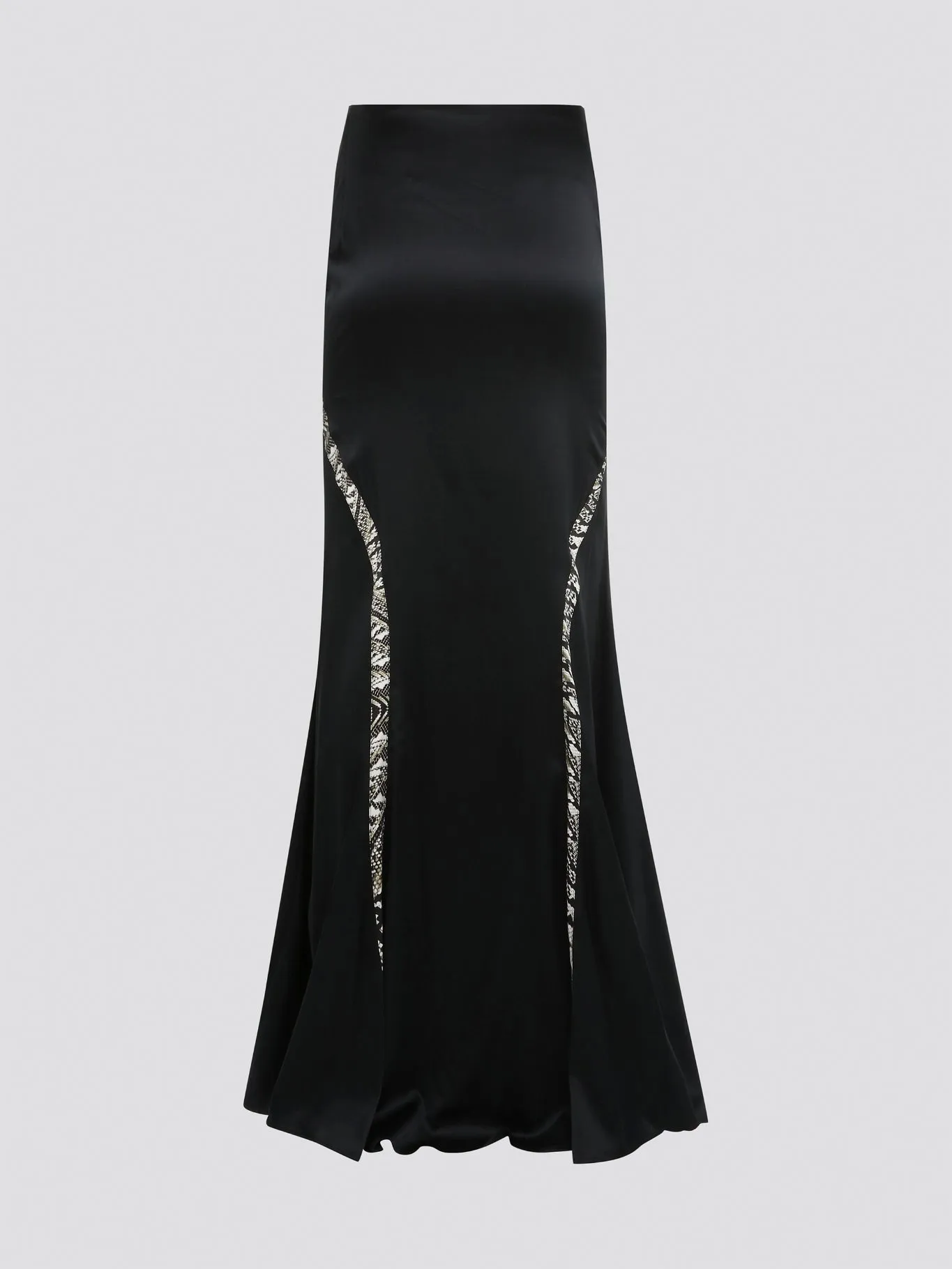 Black Snake Print Panel Skirt