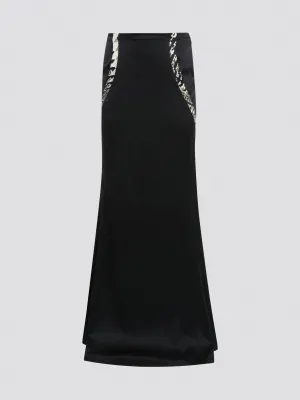 Black Snake Print Panel Skirt