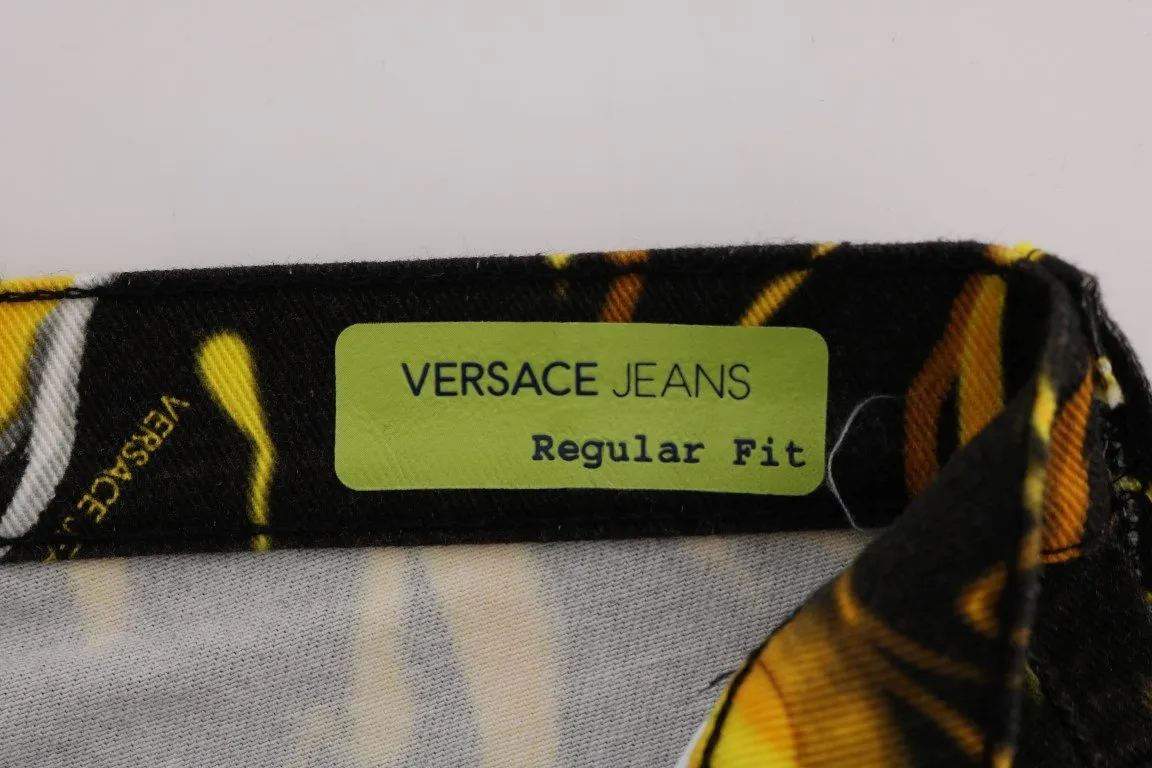 Black Yellow Tiger Print Regular Fit Jeans