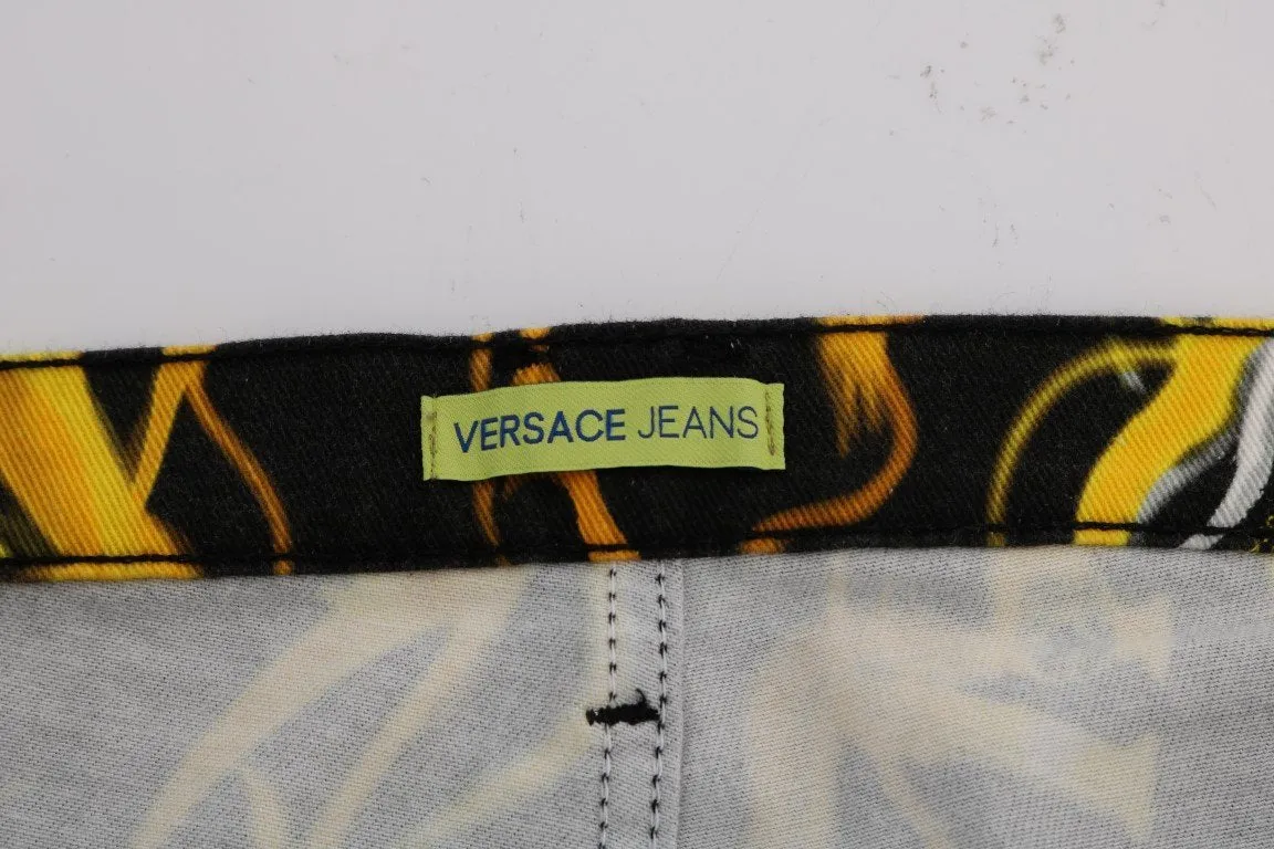 Black Yellow Tiger Print Regular Fit Jeans