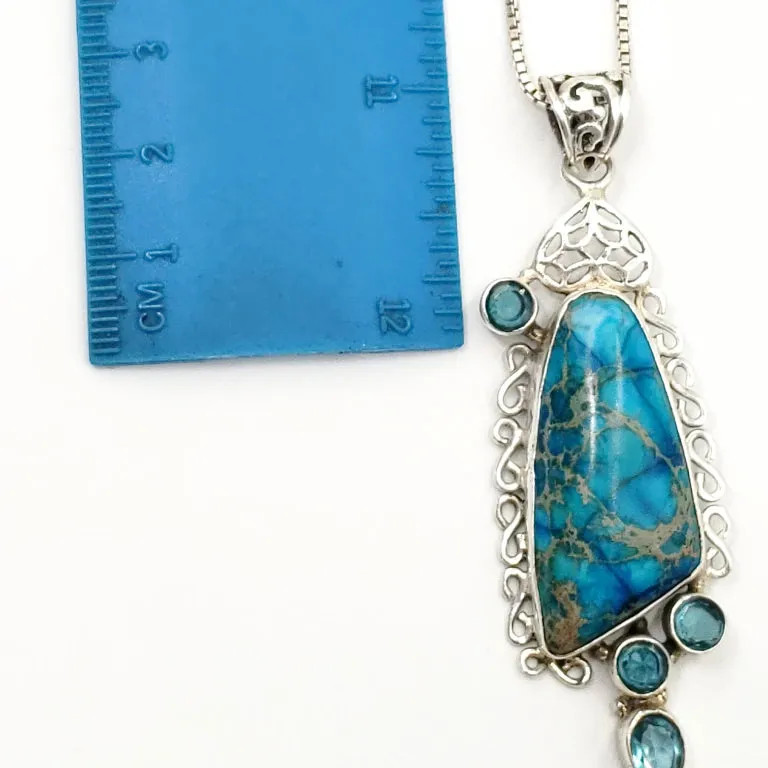 Blue Apatite Necklace & Earring Jewelry Set Sterling Silver
