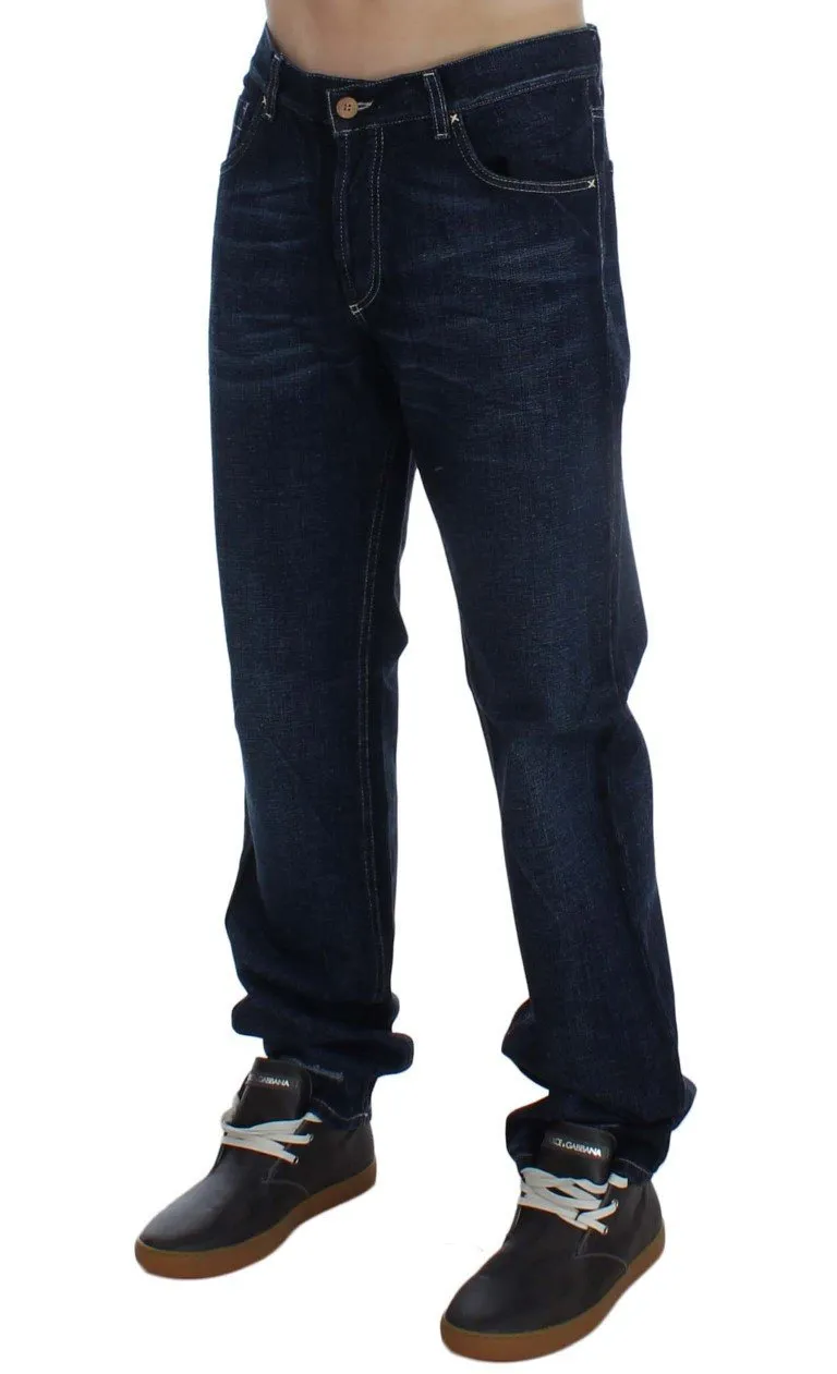 Blue Cotton Regular Fit Jeans