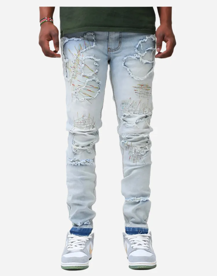Blue Patched Jeans : Skinny Fit