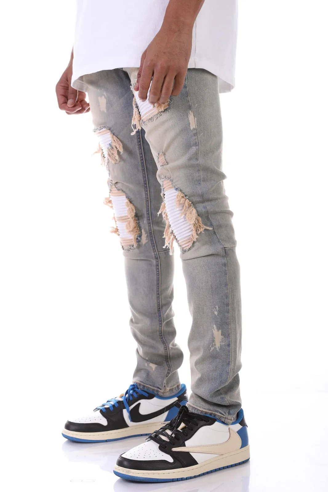 Blue Smocking Jeans - Skinny Ripped Fit