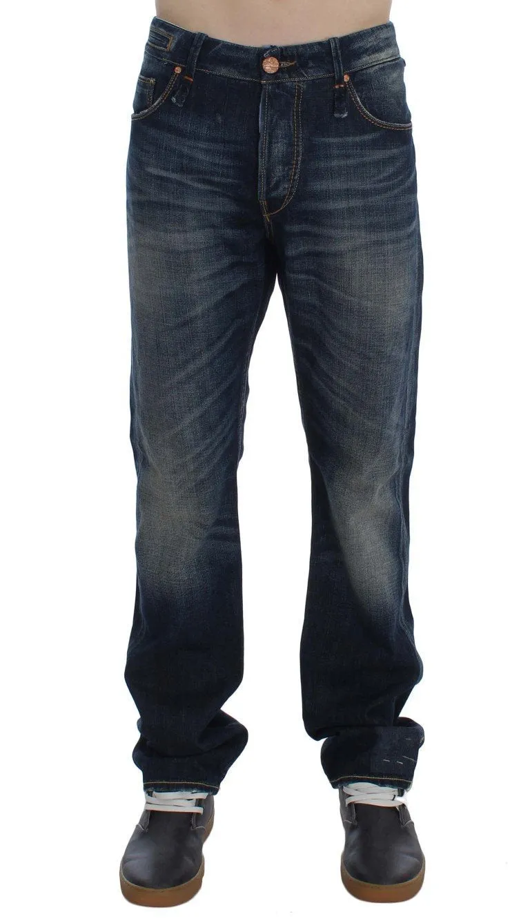 Blue Wash Cotton Denim Regular Fit Jeans