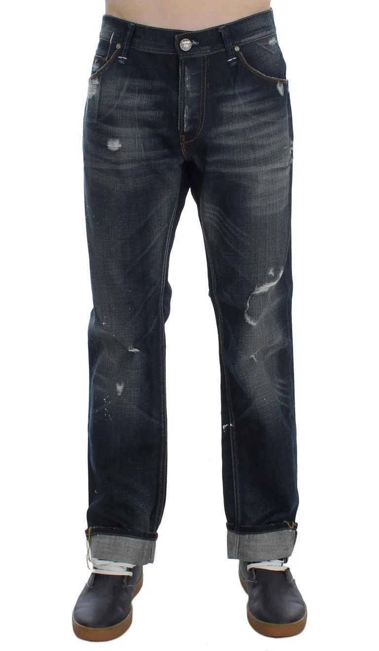 Blue Wash Cotton Denim Regular Fit Jeans