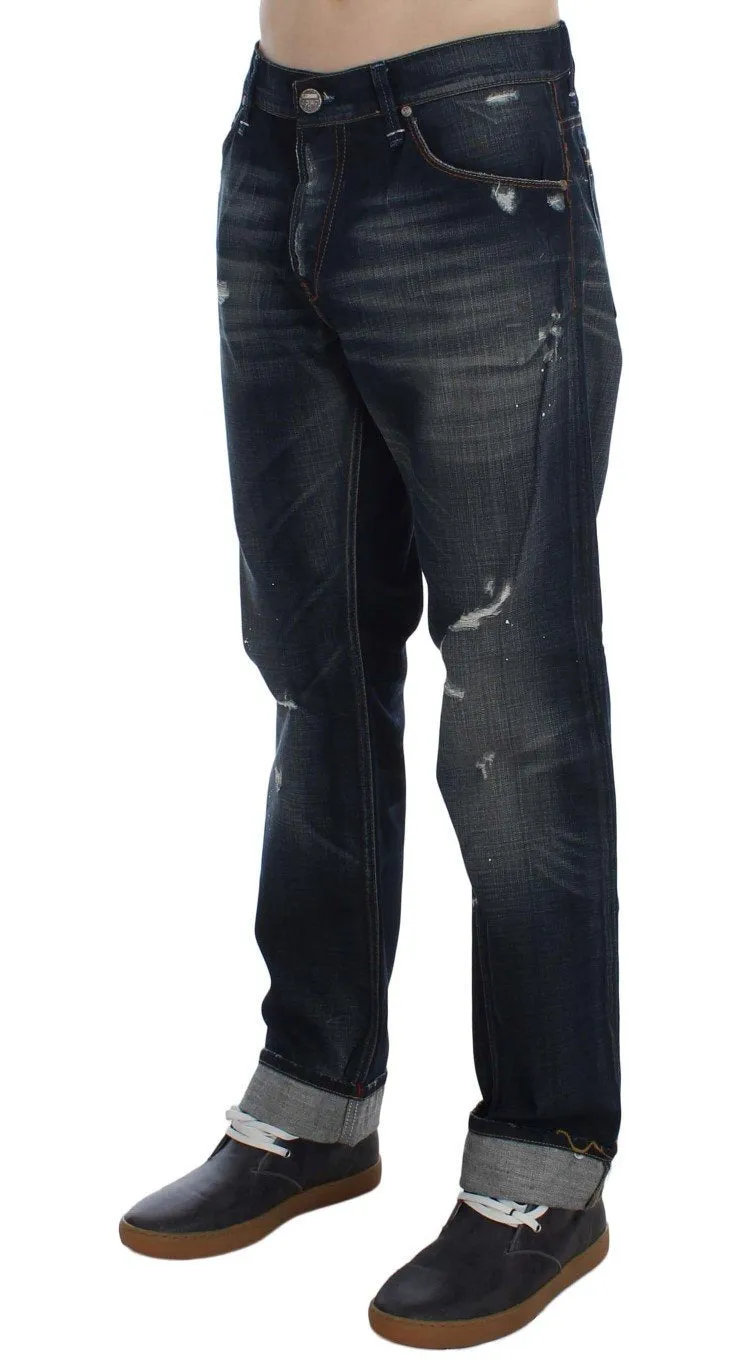 Blue Wash Cotton Denim Regular Fit Jeans