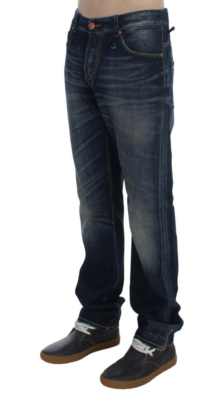 Blue Wash Cotton Denim Regular Fit Jeans