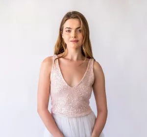 Blush Pink Sequins top  #2068