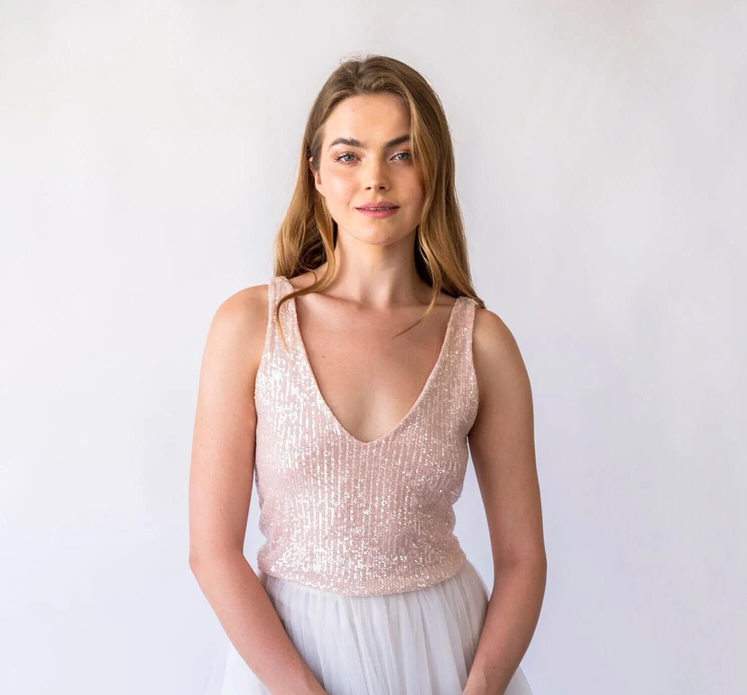 Blush Pink Sequins top  #2068