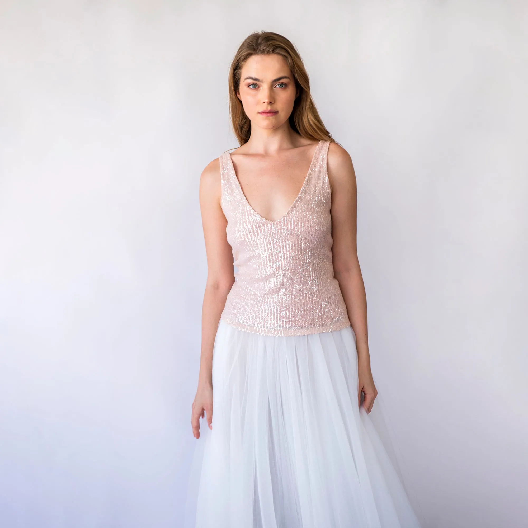 Blush Pink Sequins top  #2068