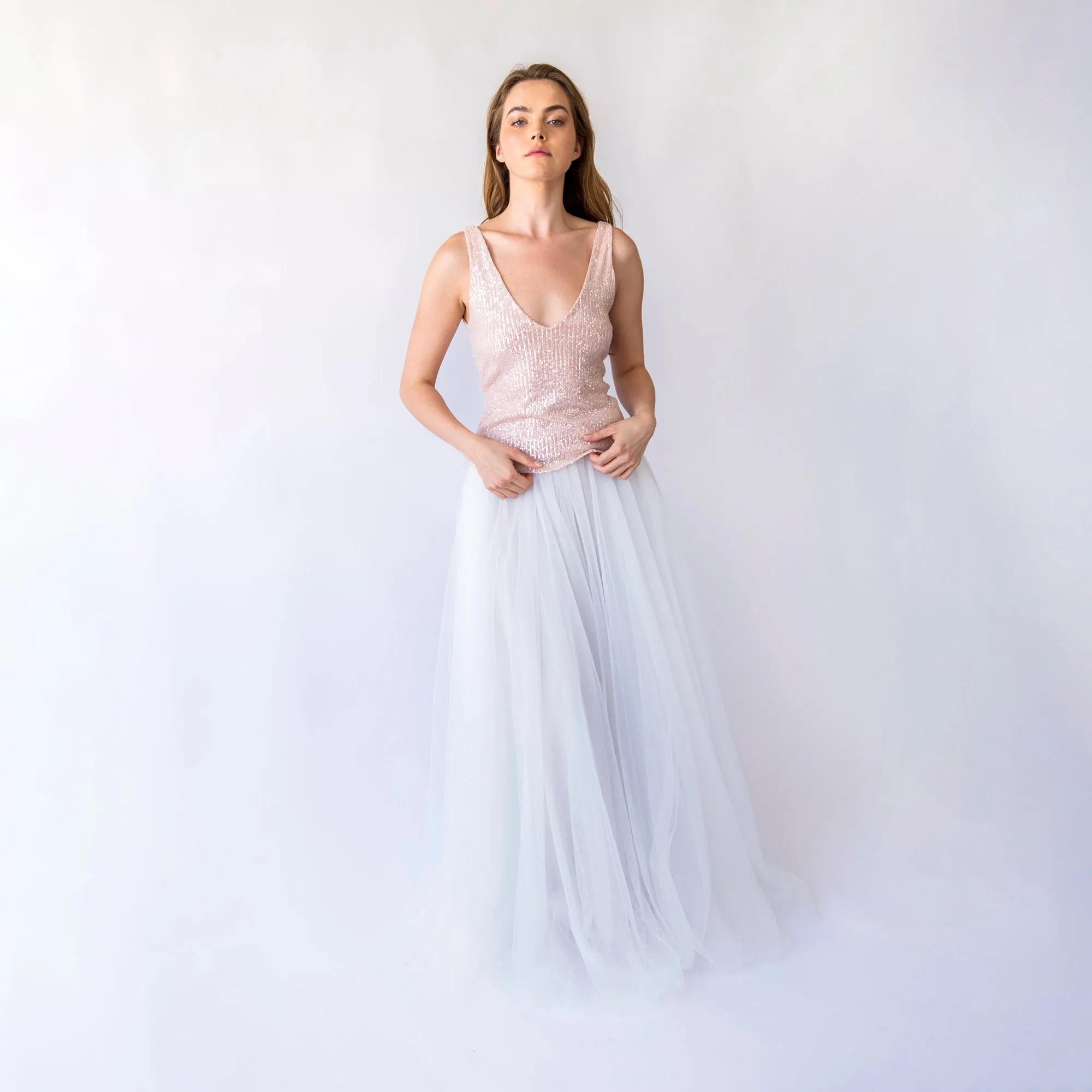 Blush Pink Sequins top  #2068