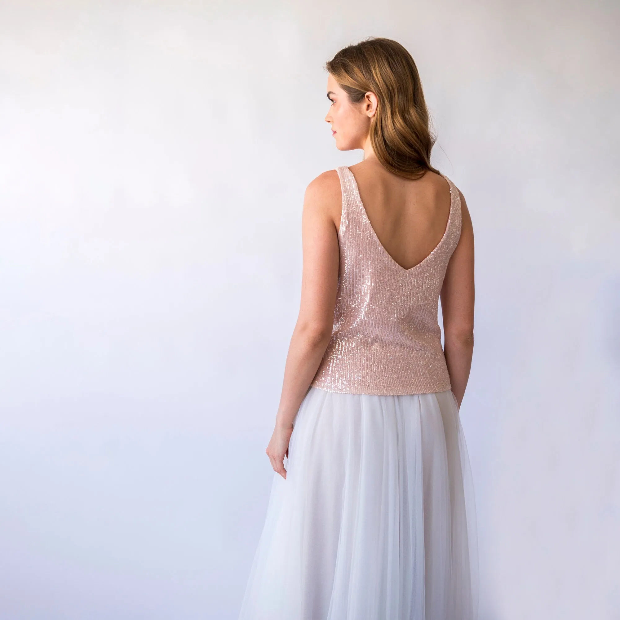 Blush Pink Sequins top  #2068