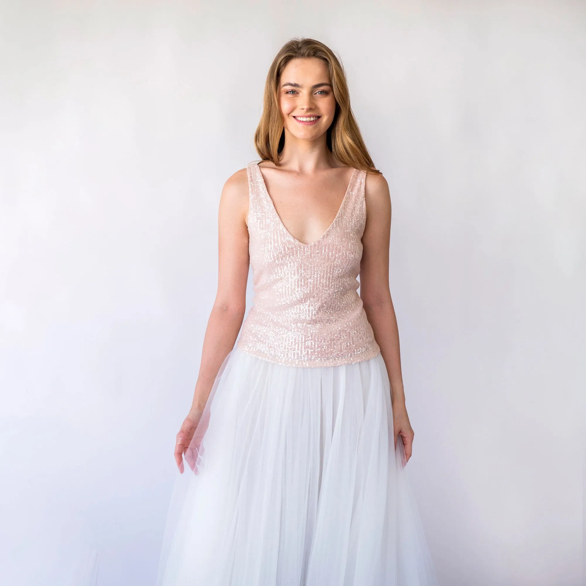 Blush Pink Sequins top  #2068