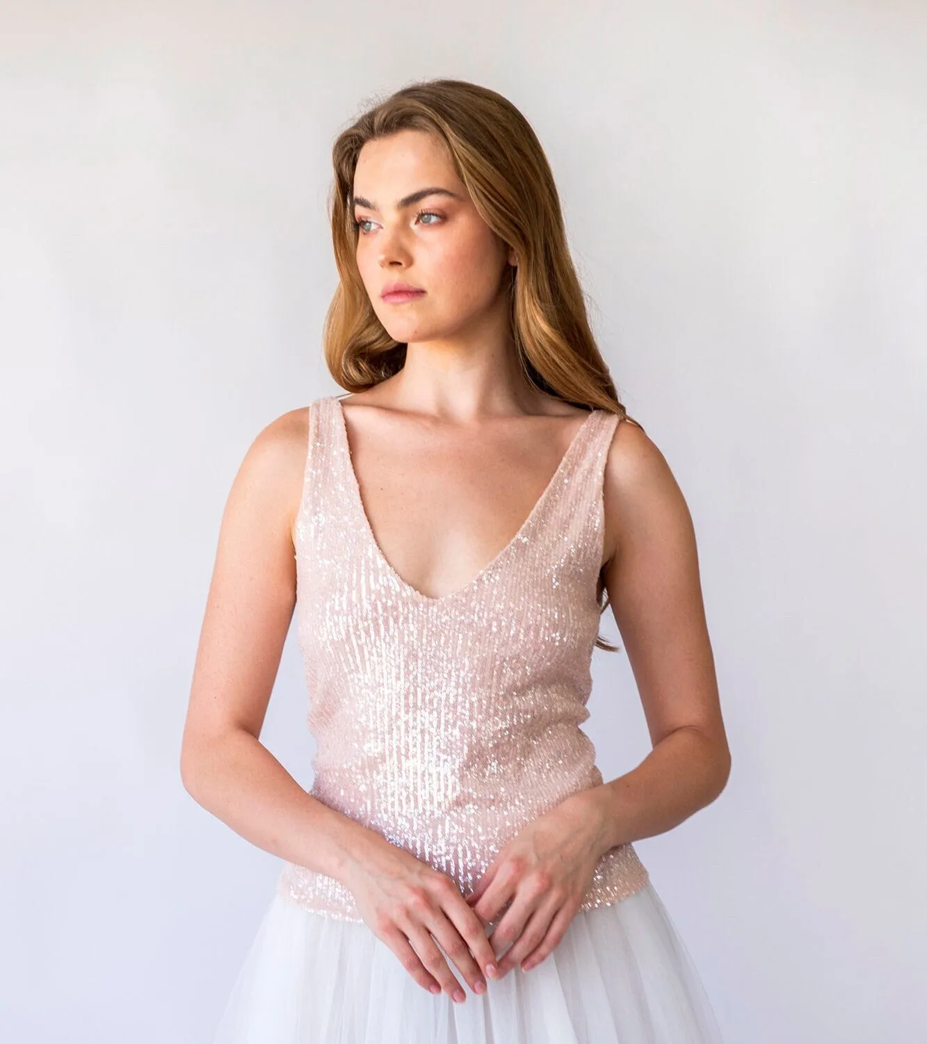 Blush Pink Sequins top  #2068