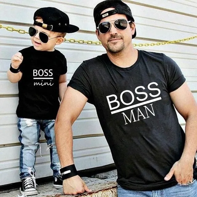 BOSS MAN and BOSS mini Little print Family Matching Clothes