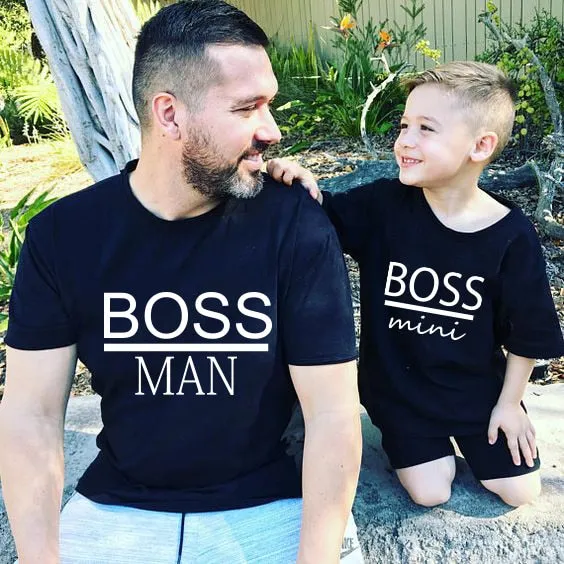 BOSS MAN and BOSS mini Little print Family Matching Clothes