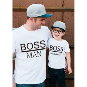 BOSS MAN and BOSS mini Little print Family Matching Clothes