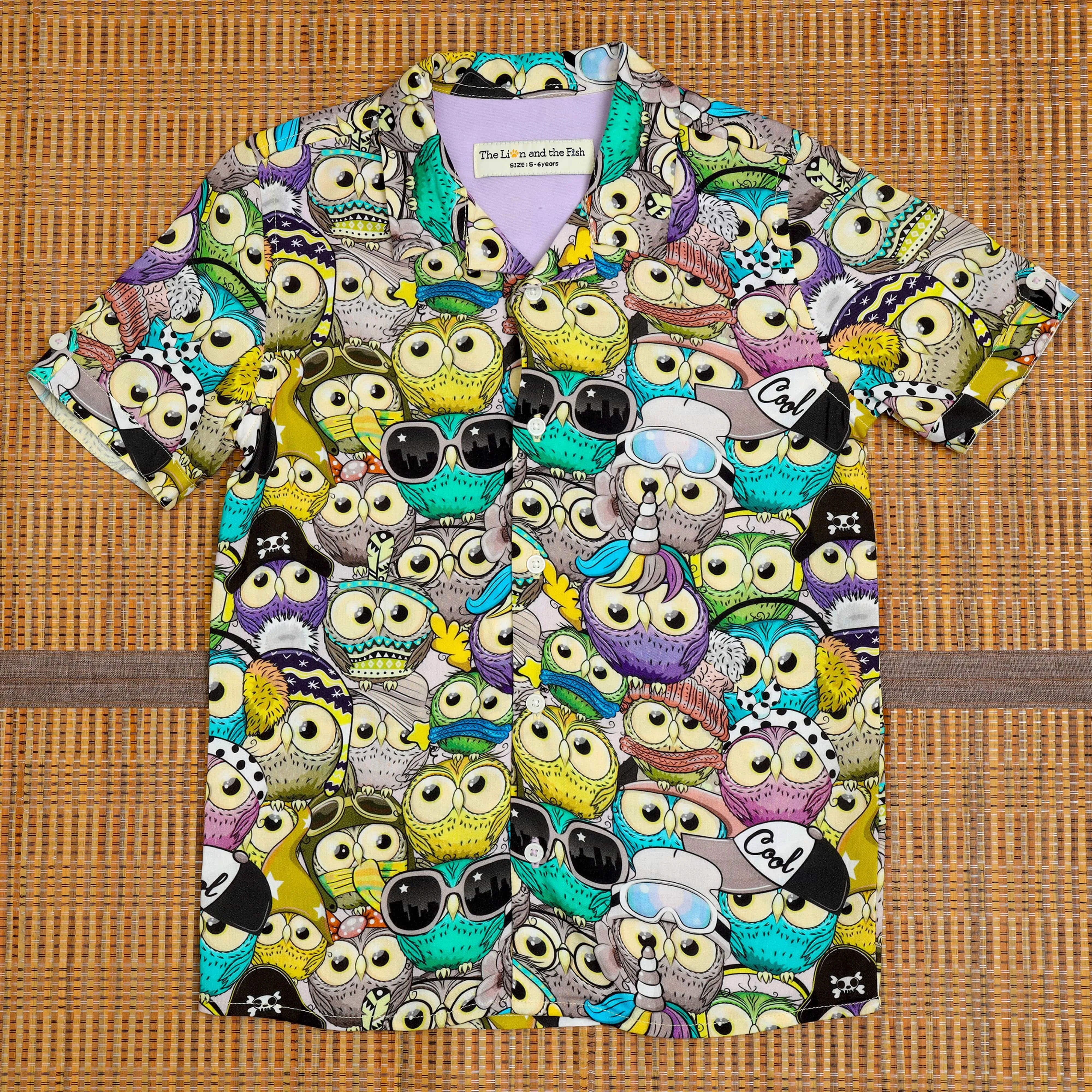 Boys Owl Printed Shirt Brown