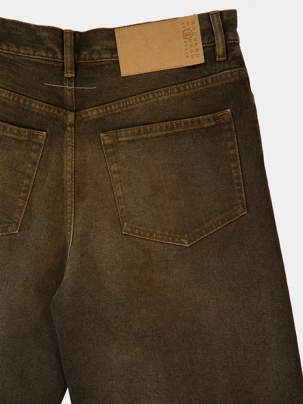 Brown Distressed 5-Pocket Cotton Jeans