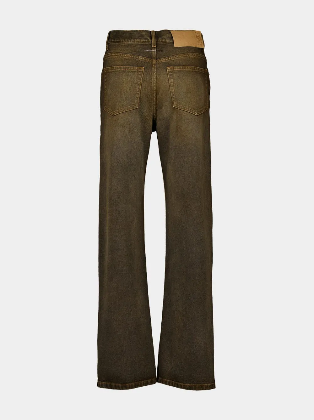 Brown Distressed 5-Pocket Cotton Jeans