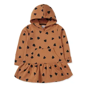 Brown Polka Dots Hoodied Top For Girls