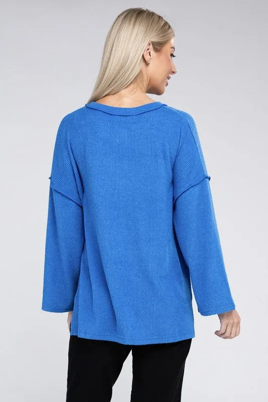 Brushed Loose Henley Sweater