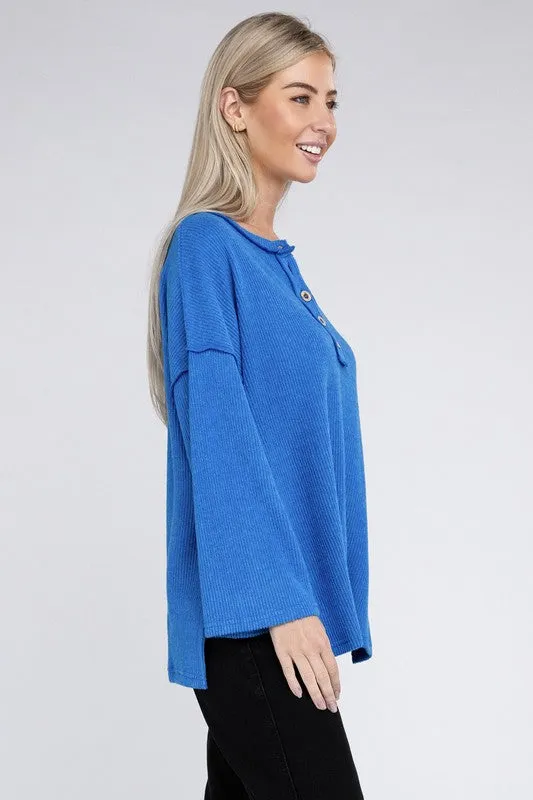 Brushed Loose Henley Sweater