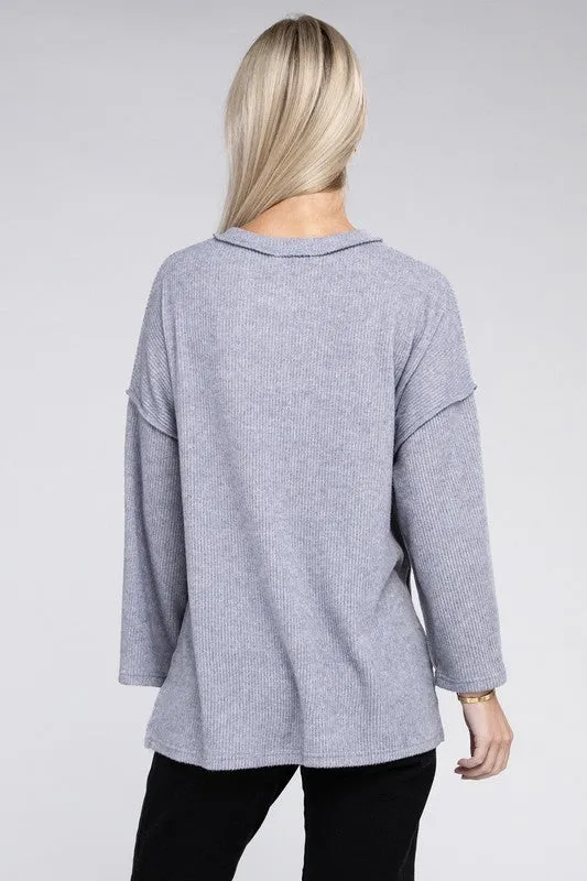 Brushed Loose Henley Sweater