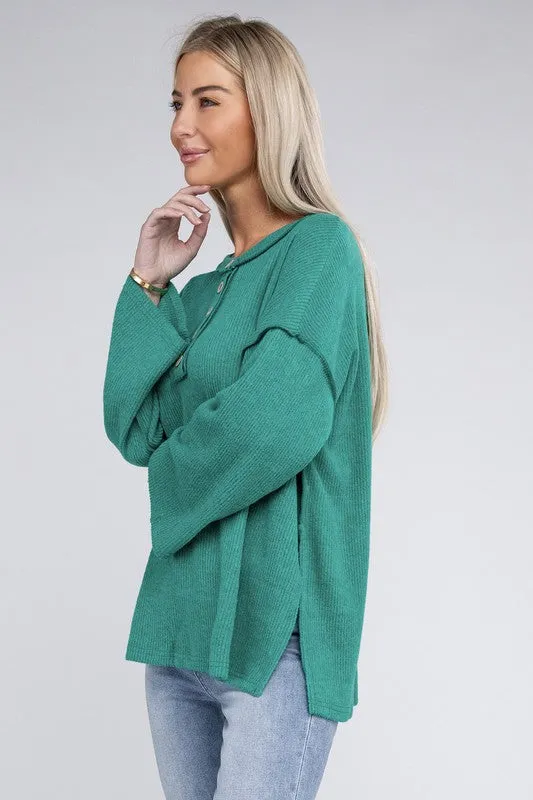 Brushed Loose Henley Sweater