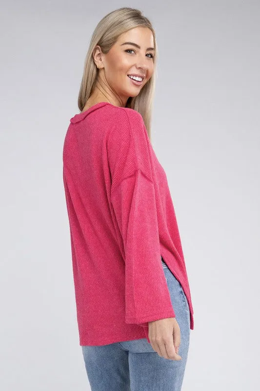 Brushed Loose Henley Sweater