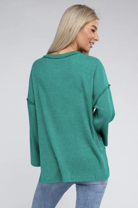 Brushed Loose Henley Sweater